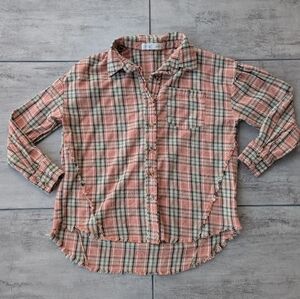 Her Entire Name Says Grace Orange Plaid Button Down Boutique Tunic Top Medium